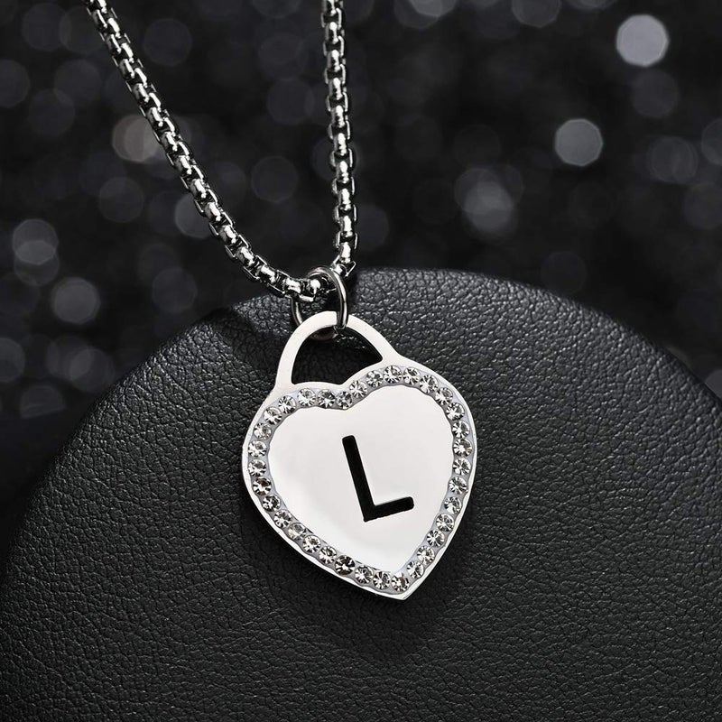 Vanstart CALIS Women's Silver Initial Necklace Stainless Steel Love Heart Tiny Letter Necklace Personalized Name Jewelry for Girlfriend Gift Alphabet Letter L - Image 3